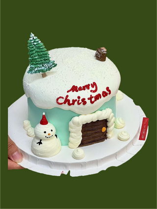 Merry Christmas Snowing Cake