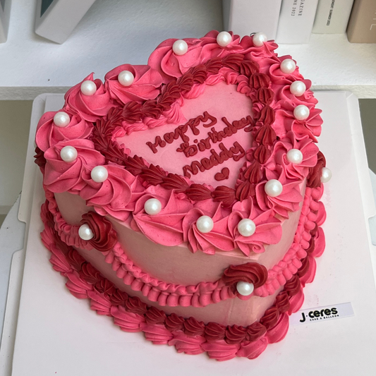 Hot Pink Vintage Heart Cake